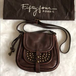 Fossil Fifty Four Crossbody - Brown leather/suede